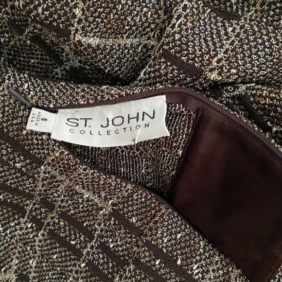 90's Red Wool Knit Skirt by St. John